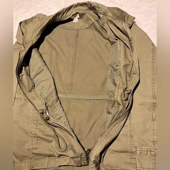 J. Crew Women’s Utility Zip Jacket Olive Green Style G1506 Size S Drawstring - Picture 2 of 5